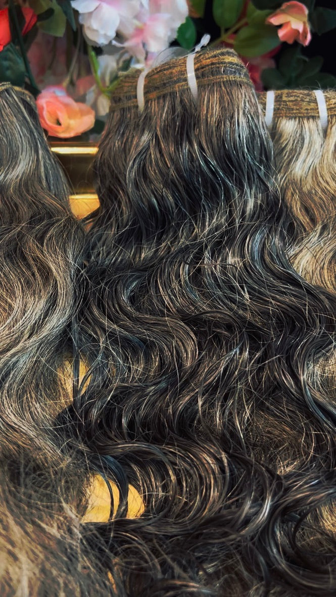 Raw Salt/Pepper Gray Indian Temple Curly Bundles (Single Donor) sold per 1 bundle