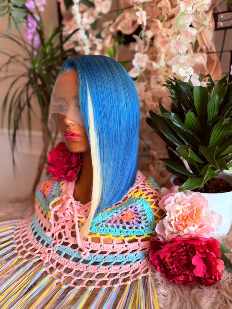 Custom Robin Egg Blue Virgin Hair Wig | 14”