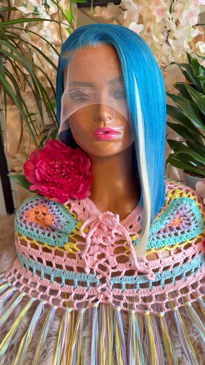 Custom Robin Egg Blue Virgin Hair Wig | 14”