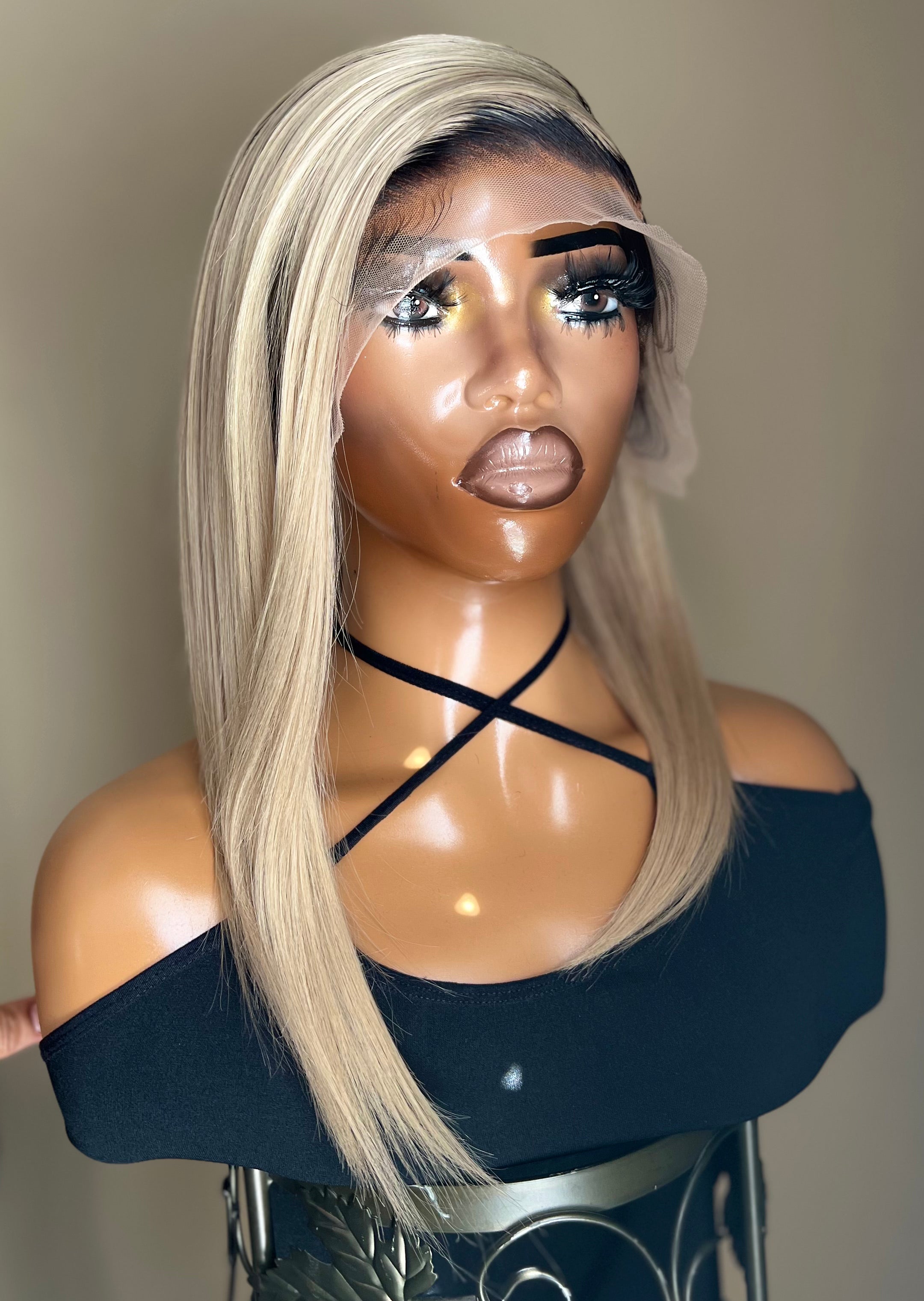 1B/613 Frontal Transparent Lace Wigs 14"