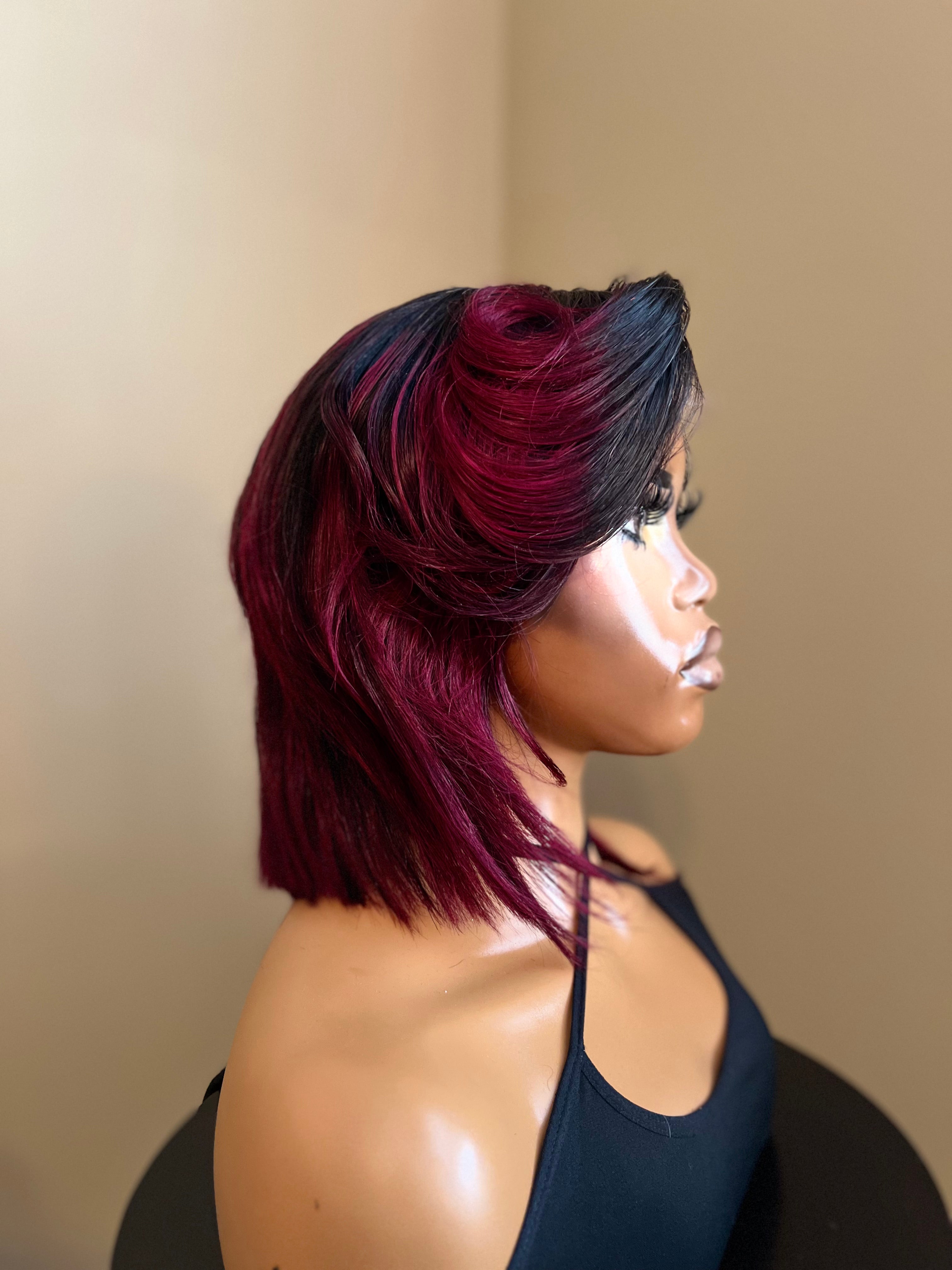 Burgundy/1B (99J) Bob Wig 10" 4x4 Transparent Lace