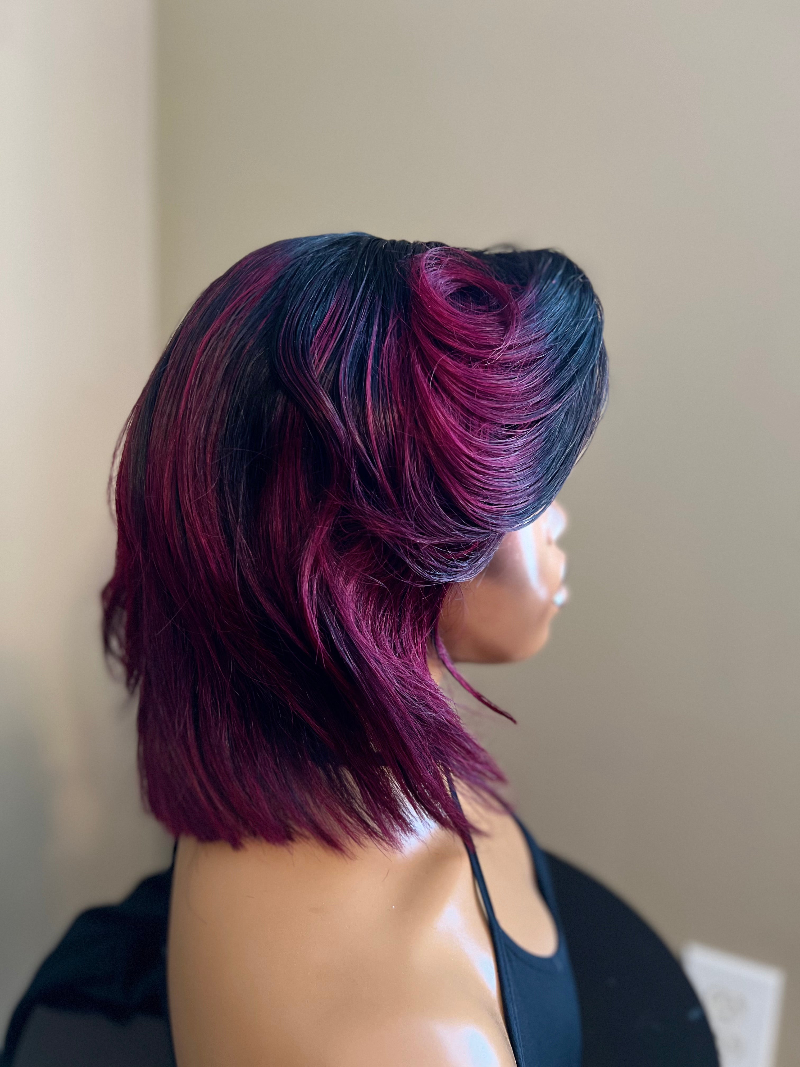 Burgundy/1B (99J) Bob Wig 10" 4x4 Transparent Lace