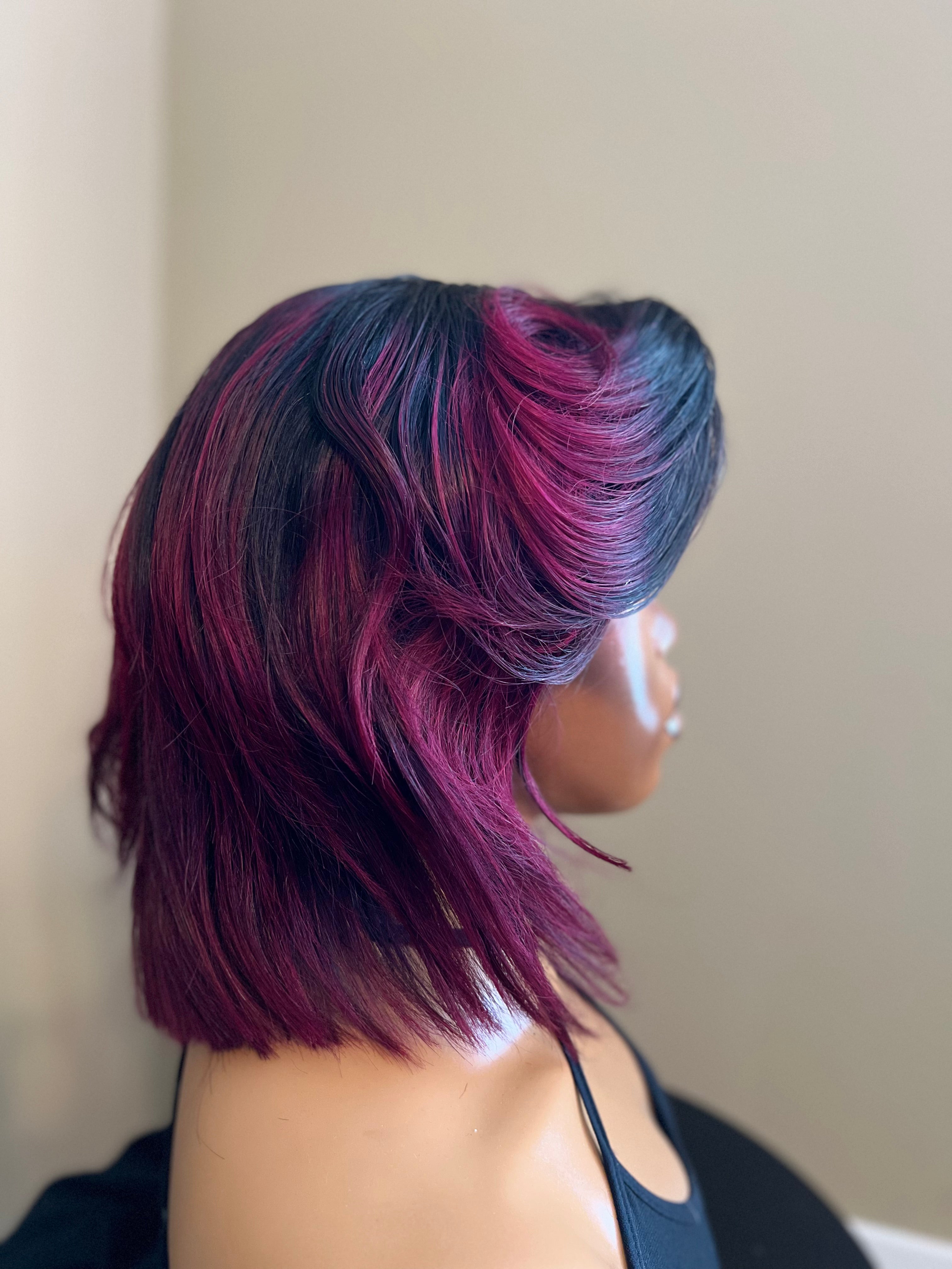 Burgundy/1B (99J) Bob Wig 10" 4x4 Transparent Lace