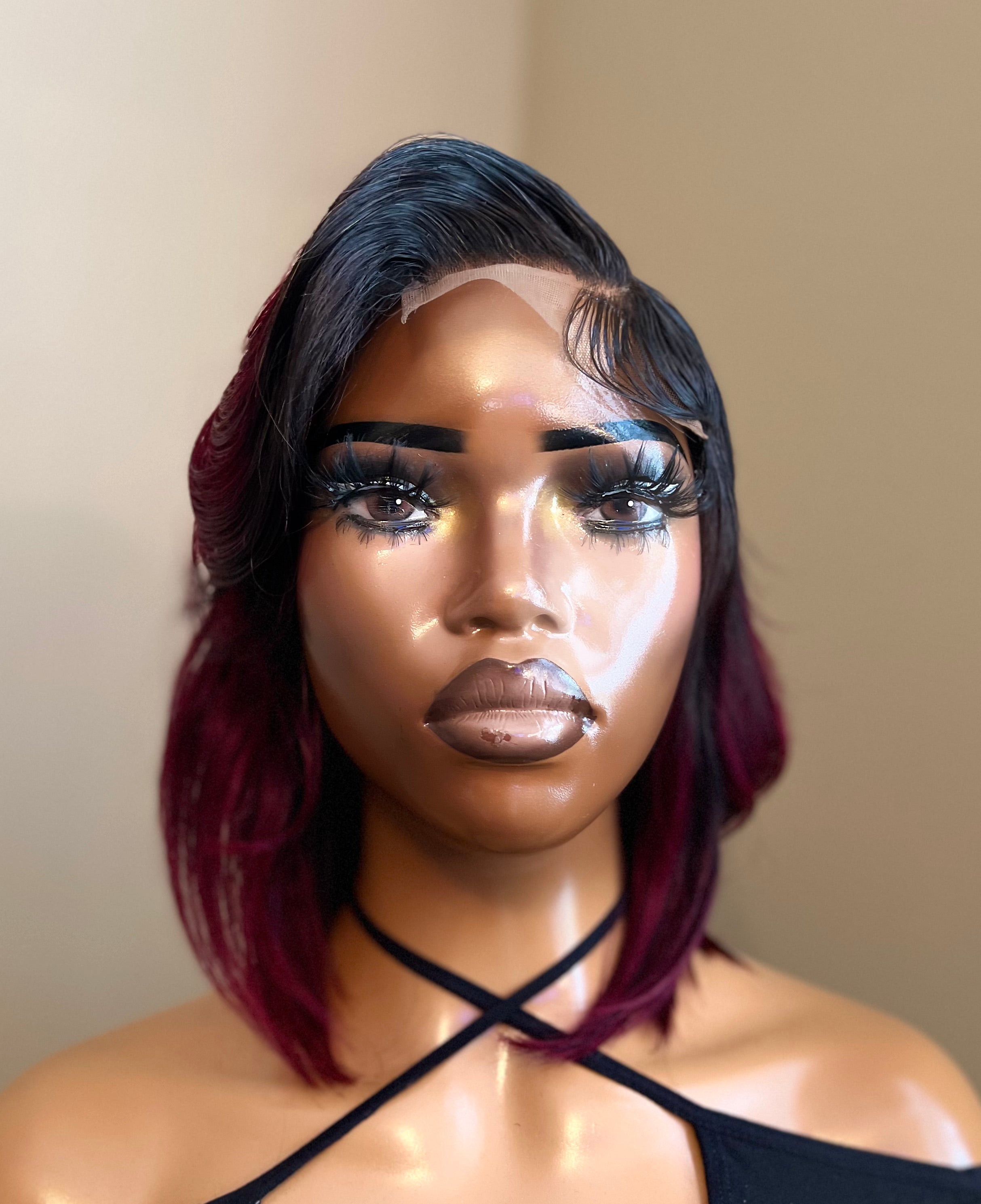 Burgundy/1B (99J) Bob Wig 10" 4x4 Transparent Lace