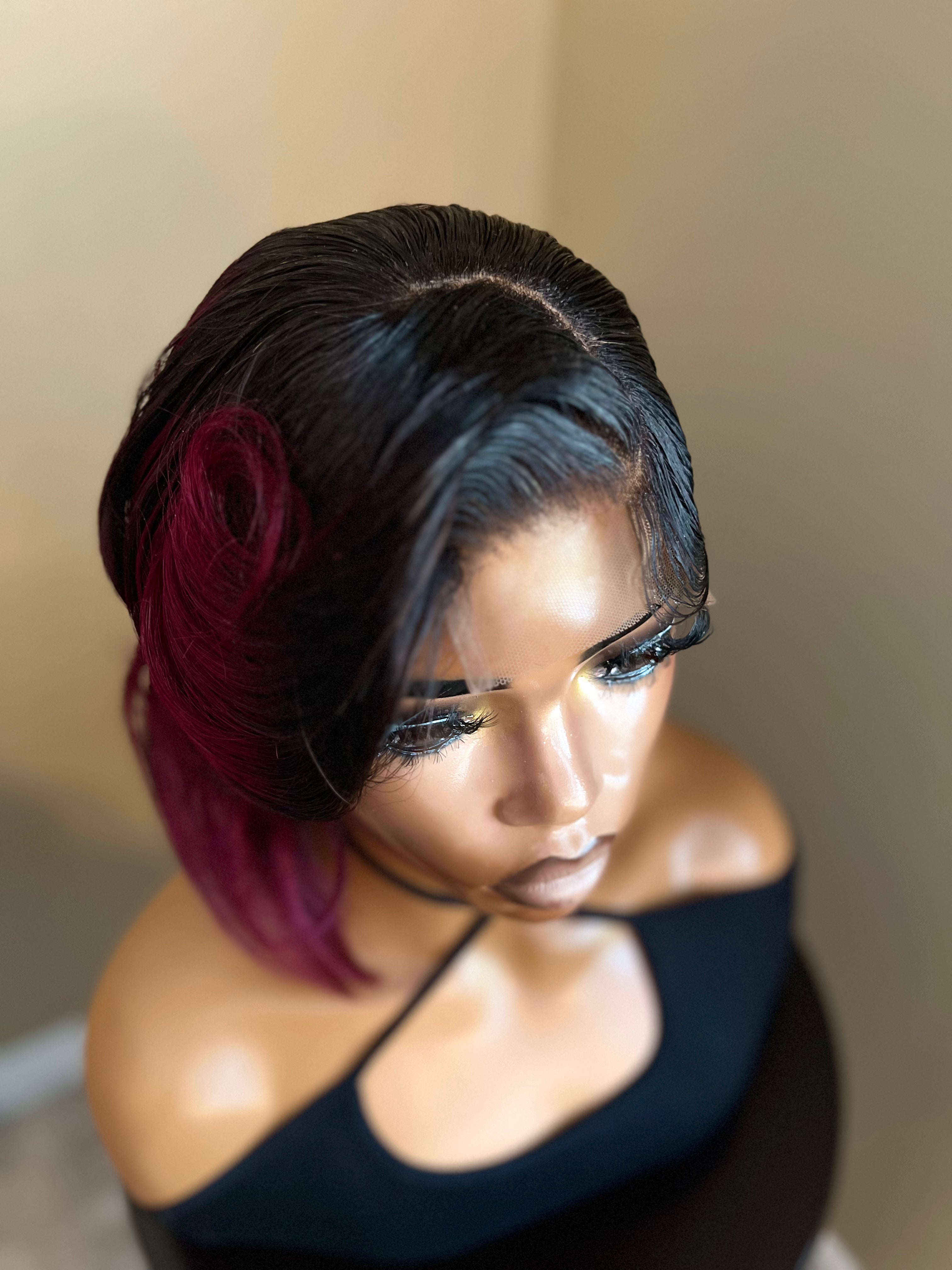 Burgundy/1B (99J) Bob Wig 10" 4x4 Transparent Lace