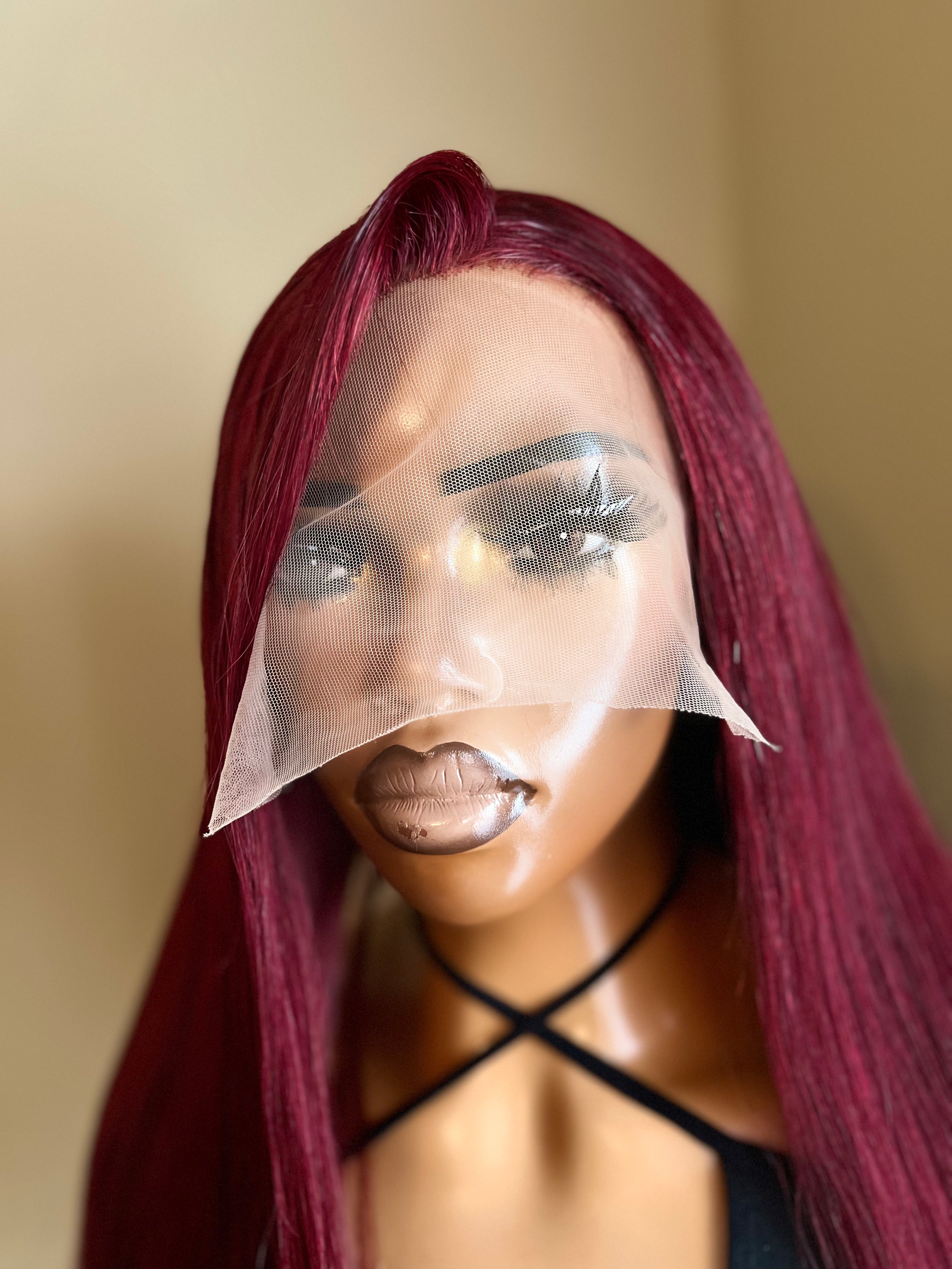 Burgundy/1B (99J) Frontal TL Straight Wig 28"