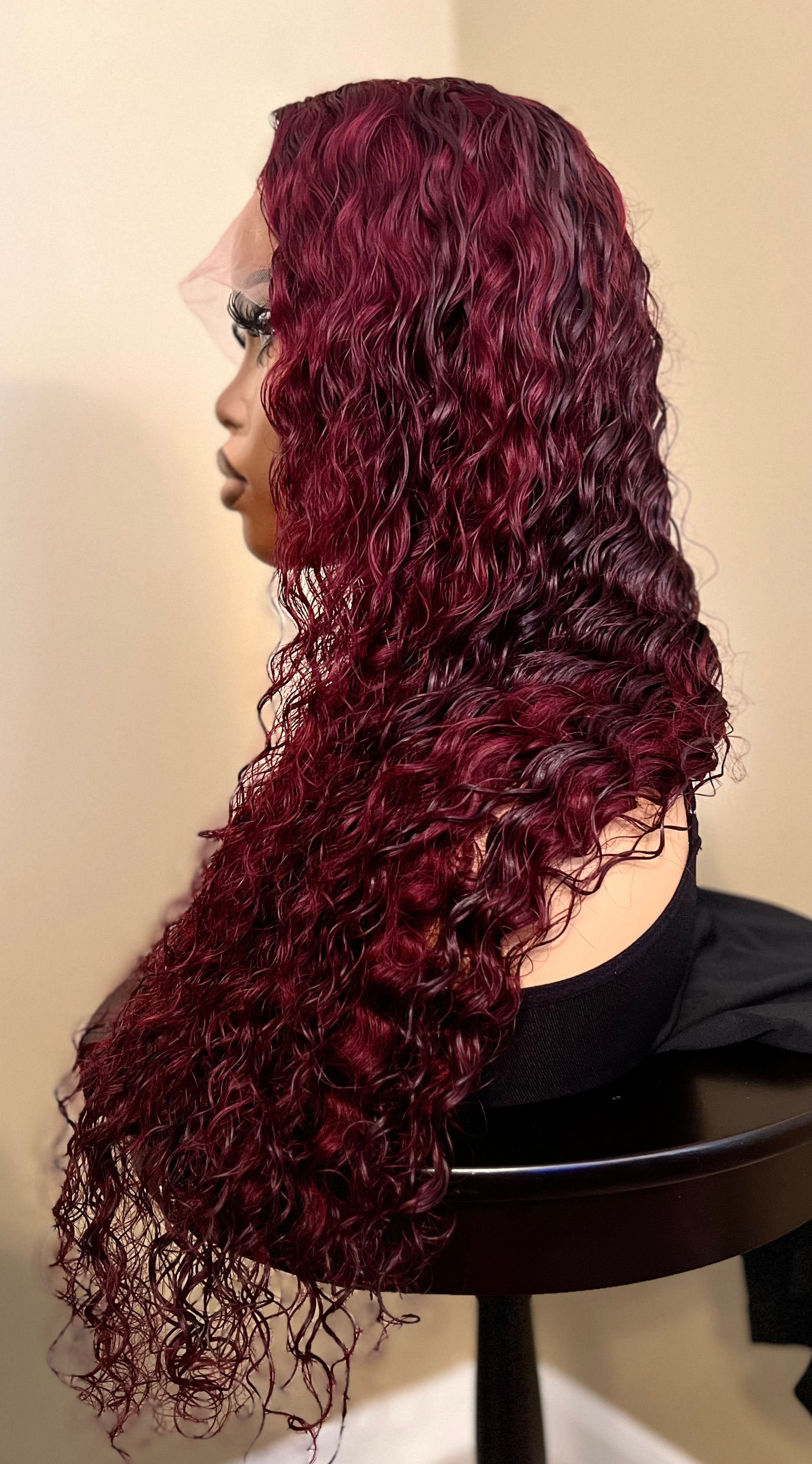 Burgundy/1B (99J) Frontal TL Deep Wave Wig 26"