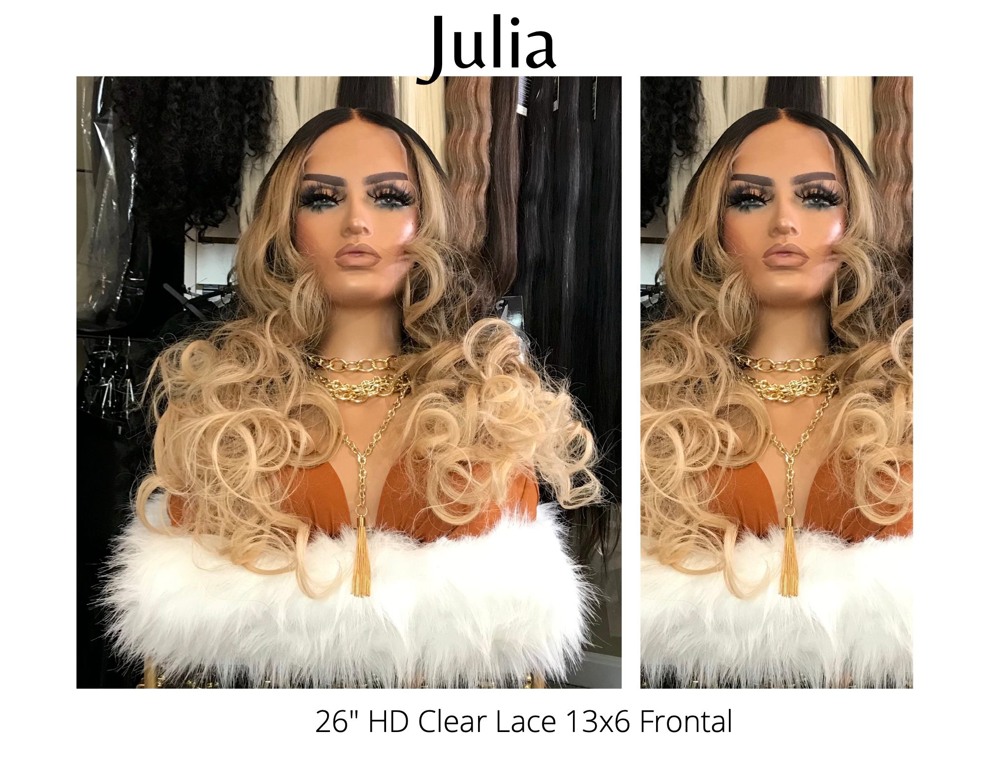 Ombre Blonde 26" (HD clear lace) 13x6 Frontal wig.